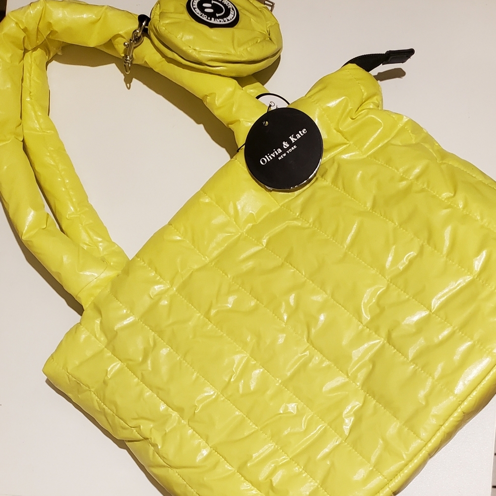 Olivia and Kate Quilted Puffer Shoulder Bag with Bonus Coin Purse